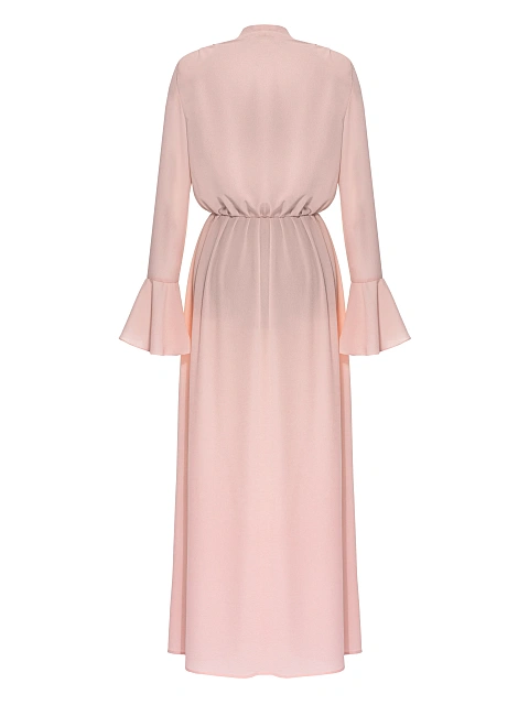 Пудровое платье-макси из шифона с розой, 2