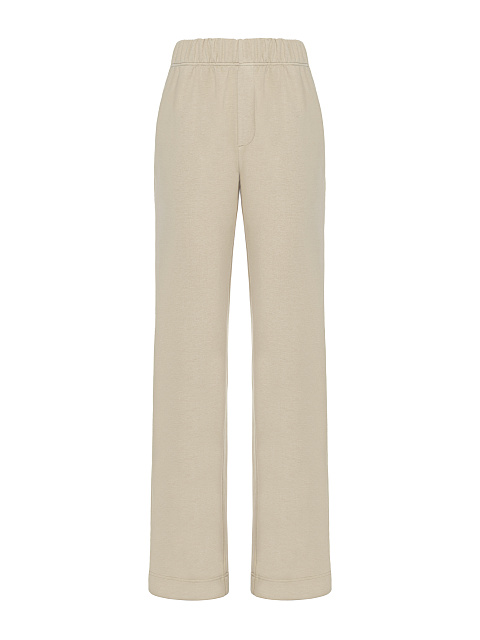 Бежевый костюм с вышивкой и кнопками на лампасах, 3