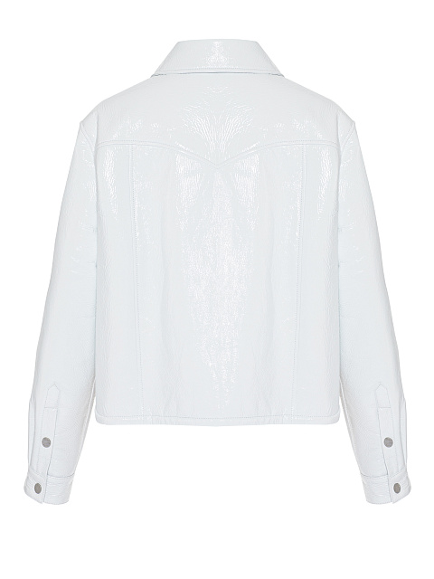 Белая укороченная куртка из лаковой кожи с подкладом из овчины, 2