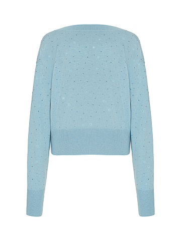Голубой пуловер из кашемира в стразах, 2