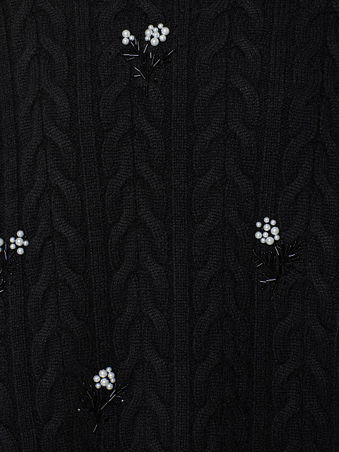 Черный свитер из кашемира с вышивкой бусинами и бисером, 3