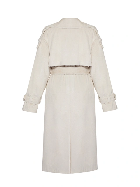 Бежевый тренч из эко-меха, 2