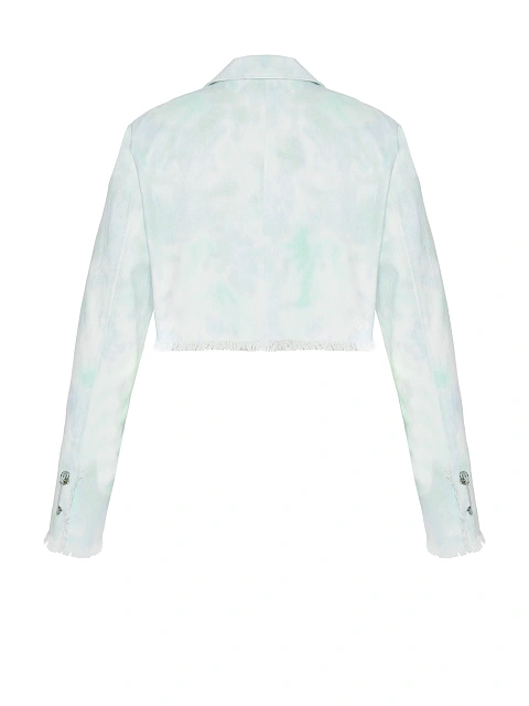 Укороченный зеленый tie-dye жакет из денима, 2 Укороченный зеленый tie-dye жакет из денима, 2