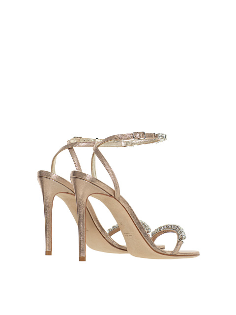 Бронзовые босоножки из кожи со стразами, 3 Бронзовые босоножки из кожи со стразами, 3