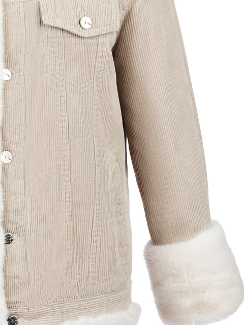 Бежевая вельветовая куртка с норковым мехом, 3