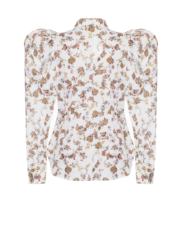 Белая блузка из хлопка с цветочным принтом, 2