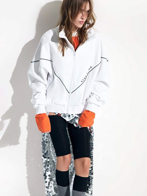 Белый спортивный костюм из футера, 2