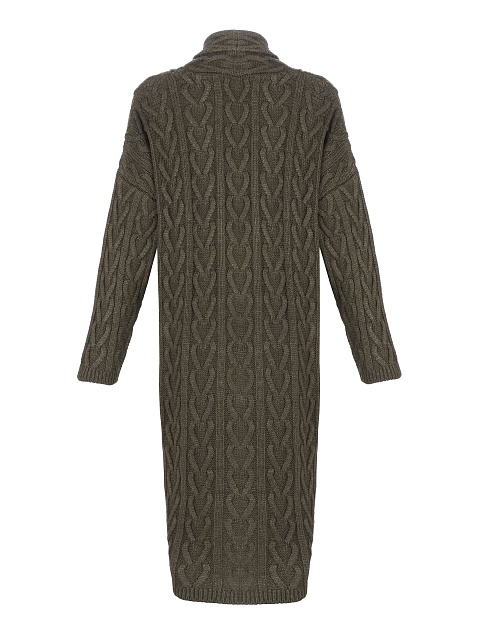 Темно-зеленый вязаный кардиган с косами, 2