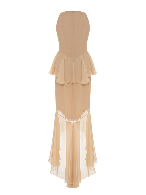 Бежевое платье-макси с воланами из шифона , 7 Бежевое платье-макси с воланами из шифона , 7