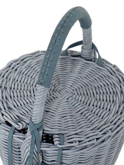 Серая сумка-корзина с декором из кожи, 7