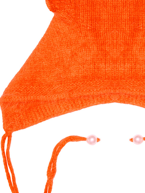 Оранжевая шапка с ушками из ангоры, 2