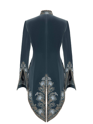 Серо-голубой фрак из бархата с вышивкой, 2