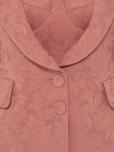 Розовый жаккардовый костюм из платья-миди и жакета, 5