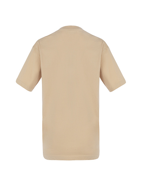 Бежевая хлопковая футболка с вышивкой, 2 Бежевая хлопковая футболка с вышивкой, 2