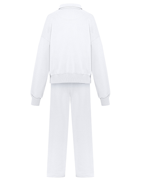 Белый спортивный костюм из футера с вышивкой, 3