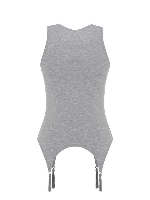 Серая майка из хлопка с кисточками из бисера, 4