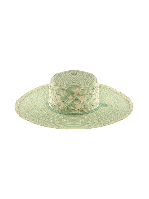 Светло-зеленая соломенная шляпа с отделкой из аквамарина, 3