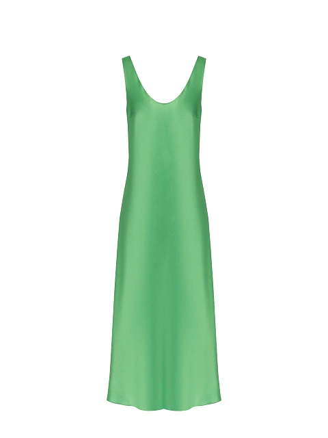 Зеленый комплект из платья-миди и удлиненной рубашки, 4