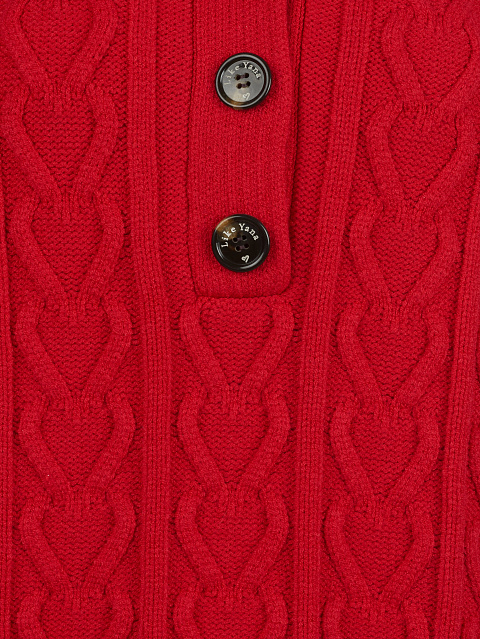 Красный вязаный комплект из пуловера и шорт, 3