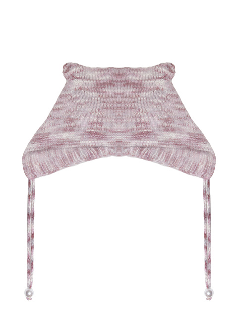 Фиолетовая меланжевая шапка с ушками из ангоры, 1