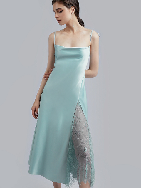 Мятное платье-комбинация с кружевом, 6 Мятное платье-комбинация с кружевом, 6