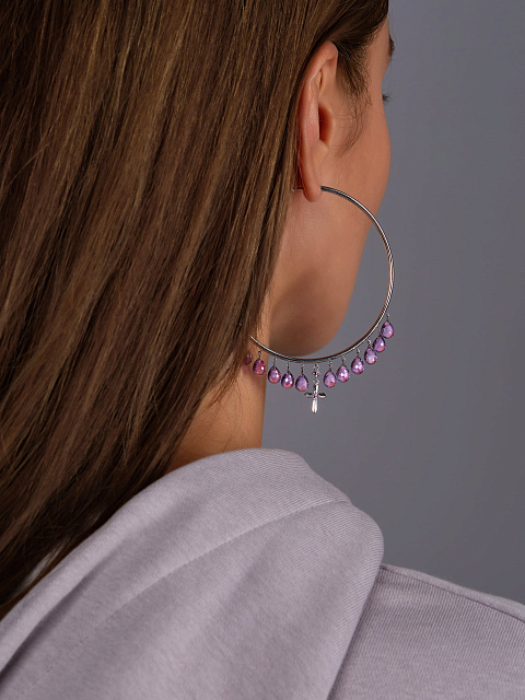 Хупсы из белого золота с аметистами, 3 Хупсы из белого золота с аметистами, 3