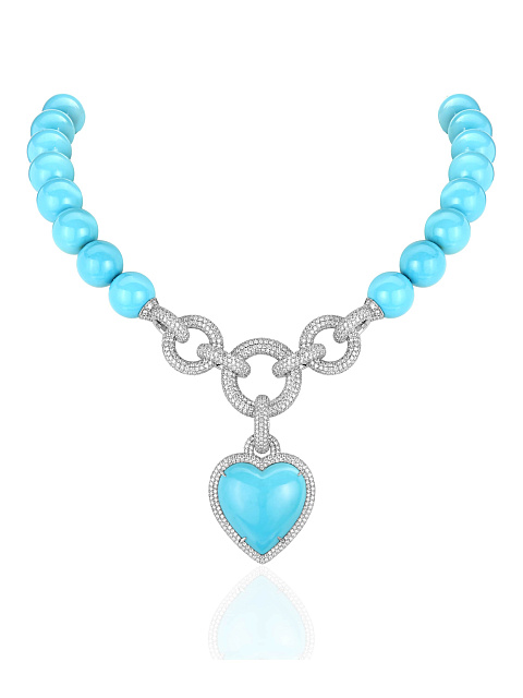 Кулон с кабошоном из аризонской бирюзы в форме сердца, 3