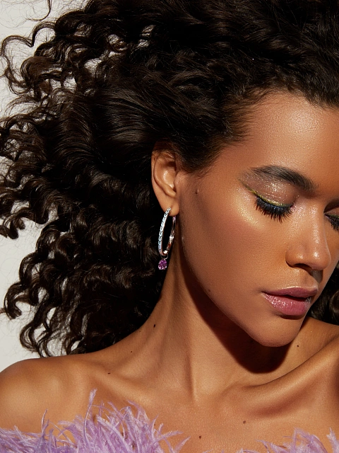 Подвеска на хупсы из белого золота с аметистом, 4