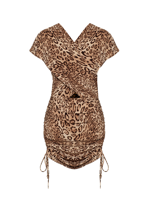 Леопардовое платье-мини из трикотажа, 1