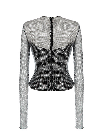 Черный топ из сетки со стразами, 2