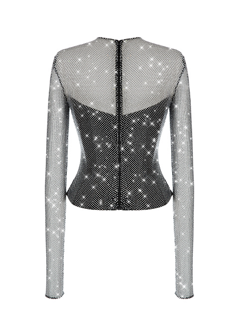 Черный топ из сетки со стразами, 2