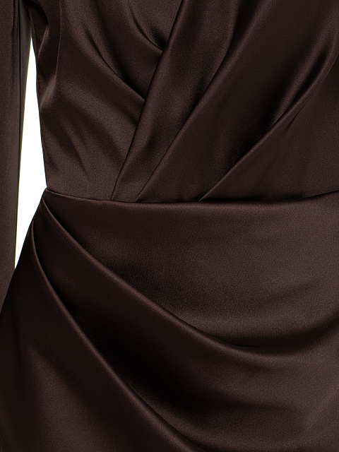 Коричневое платье-мини из шелка, 3