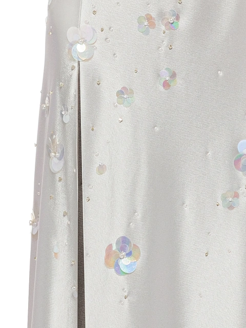 Серое платье-макси из шелка с пайетками, 5