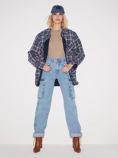 Темно-бежевое трикотажное боди с круглым вырезом, 4