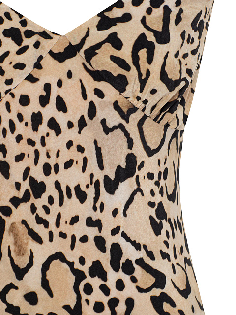 Бежевое платье-мини из шелка с леопардовым принтом, 3