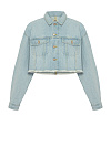 Голубая укороченная джинсовка с рваным низом