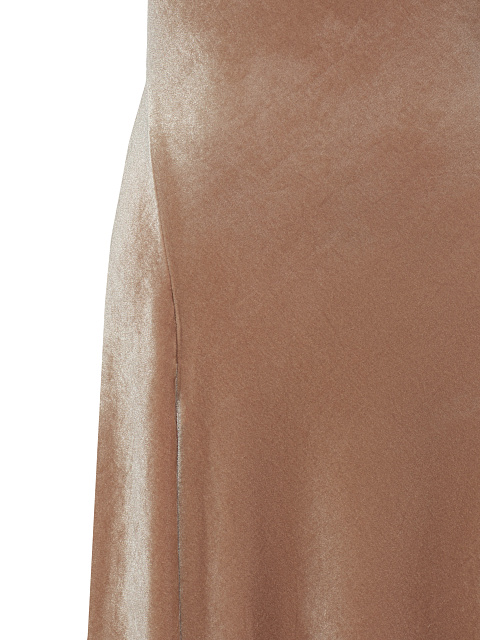 Темно-бежевое платье-макси из бархата со стразами, 3
