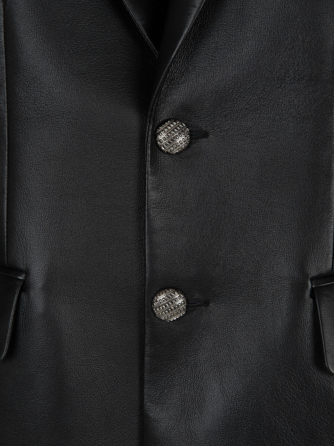 Черный кожаный жакет с фигурным низом, 3