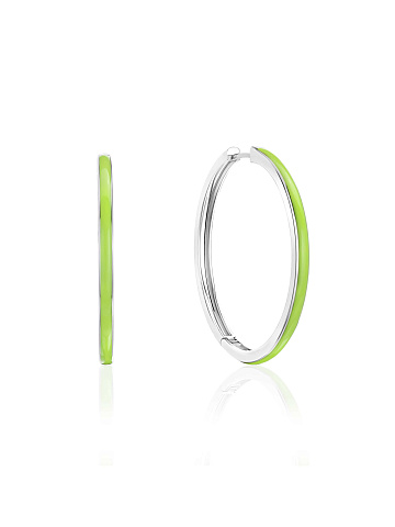 Хупсы из белого золота с эмалью Lime Color , 1