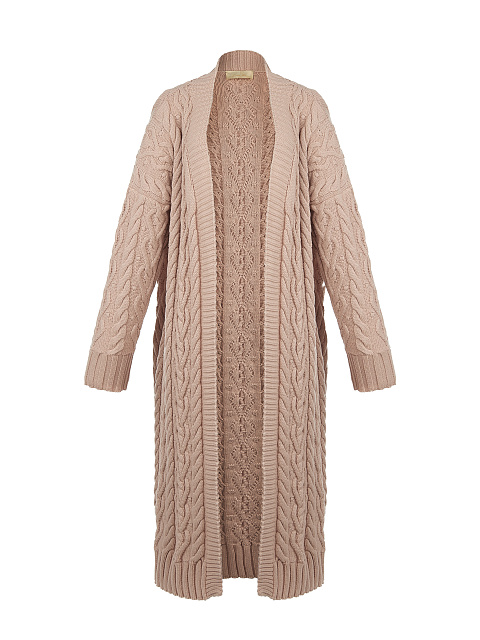 Пудрово-розовый макси кардиган с поясом, 2