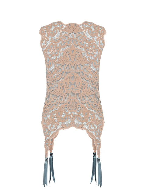 Бежево-голубая майка из кружева с фигурным низом, 2