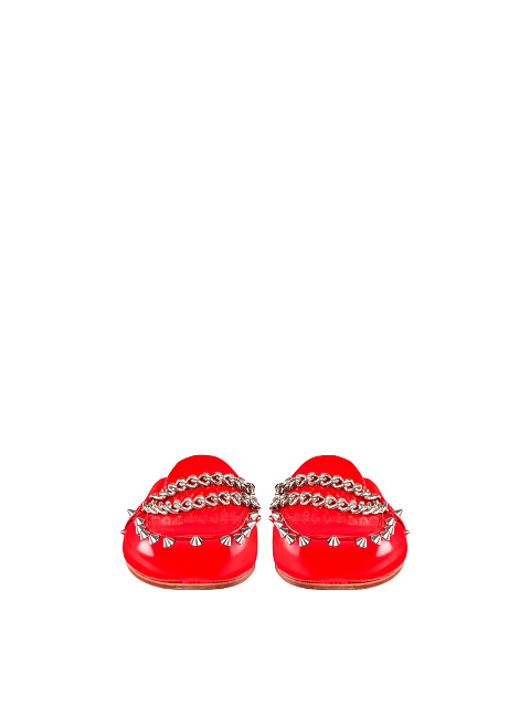 Красные мюли из лаковой кожи с мехом, 2