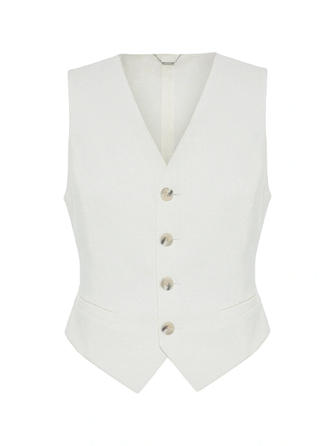 Белый костюм-тройка с цветочной вышивкой, 4