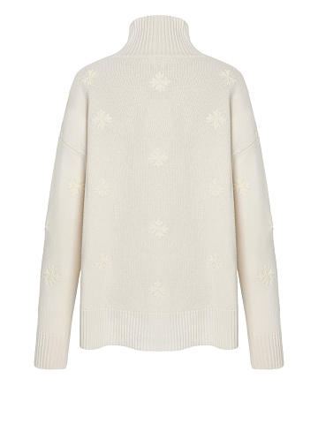 Белый кашемировый свитер с вышивкой, 2