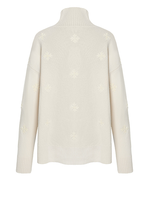 Белый кашемировый свитер с вышивкой, 2