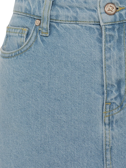 Голубая юбка-мини из денима с кружевом, 3 Голубая юбка-мини из денима с кружевом, 3