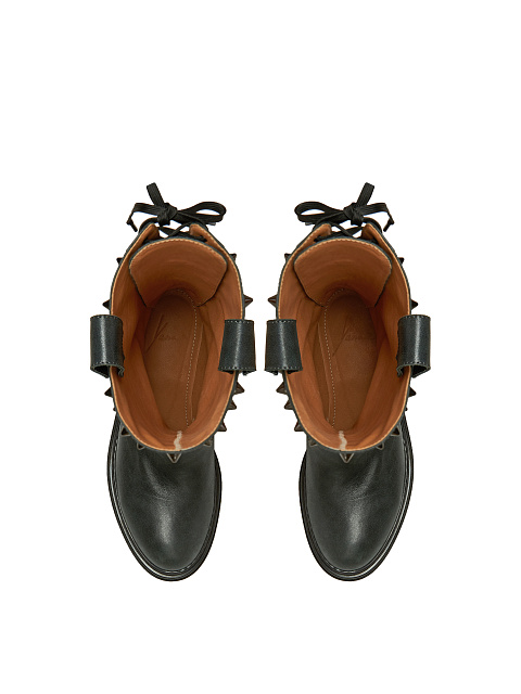 Высокие кожаные ботинки графитового цвета с шипами, 4 Высокие кожаные ботинки графитового цвета с шипами, 4