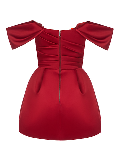 Красное шелковое платье-мини с пайетками, 2