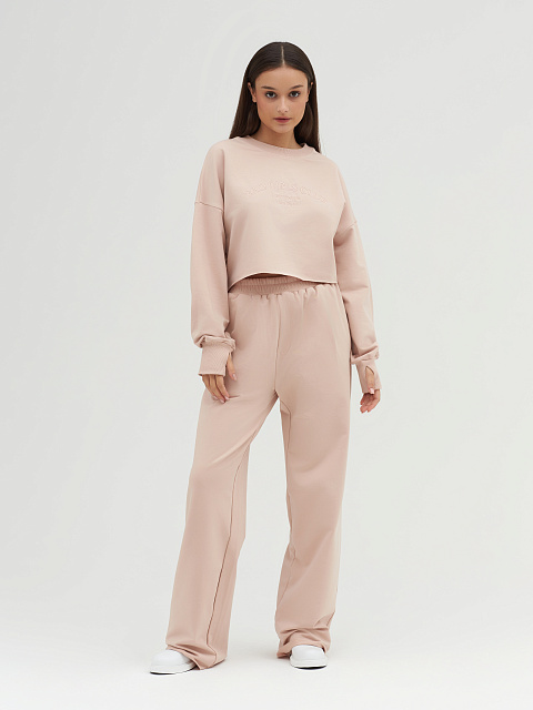 Светло-бежевый трикотажный костюм Bad Girls Club с тональной вышивкой, 5 Светло-бежевый трикотажный костюм Bad Girls Club с тональной вышивкой, 5