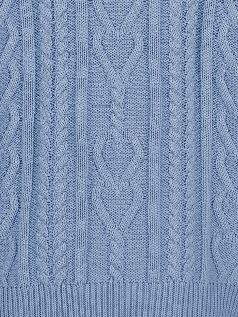 Светло-синий унисекс хлопковый свитер с косами, 3